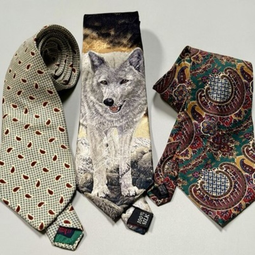 90s Lot Of 3 100% Silk Ties Tommy Hilfiger Villa Bugatti Bonnie Marris Retro